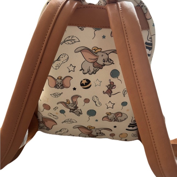 Unisex Loungefly Disney Dumbo Kids Backpack - White and Brown Disneyland Rides - Picture 3 of 4